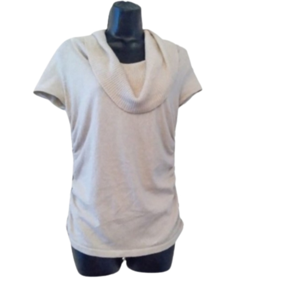 APT. 9 Metallic Cowl Neck Short Sleeve Ruched Sweater - Picture 6 of 14